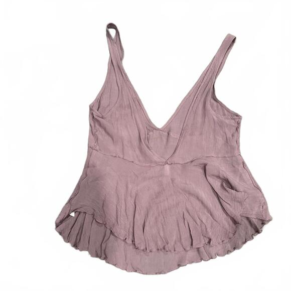 {SOLD} Free People Intimately Mauve Sheer Flowy V-Neck Low Tank Top- Size Medium - Picture 2 of 8